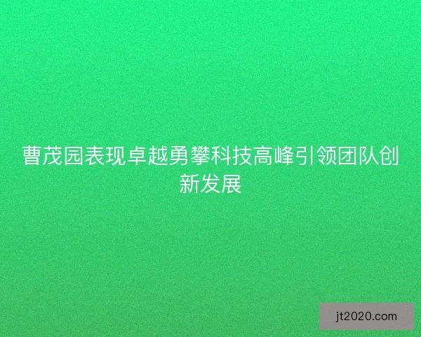曹茂园表现卓越勇攀科技高峰引领团队创新发展